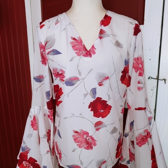 Banana Republic Poppy Floral Bell Sleeve Top XS - Picture 2 of 7